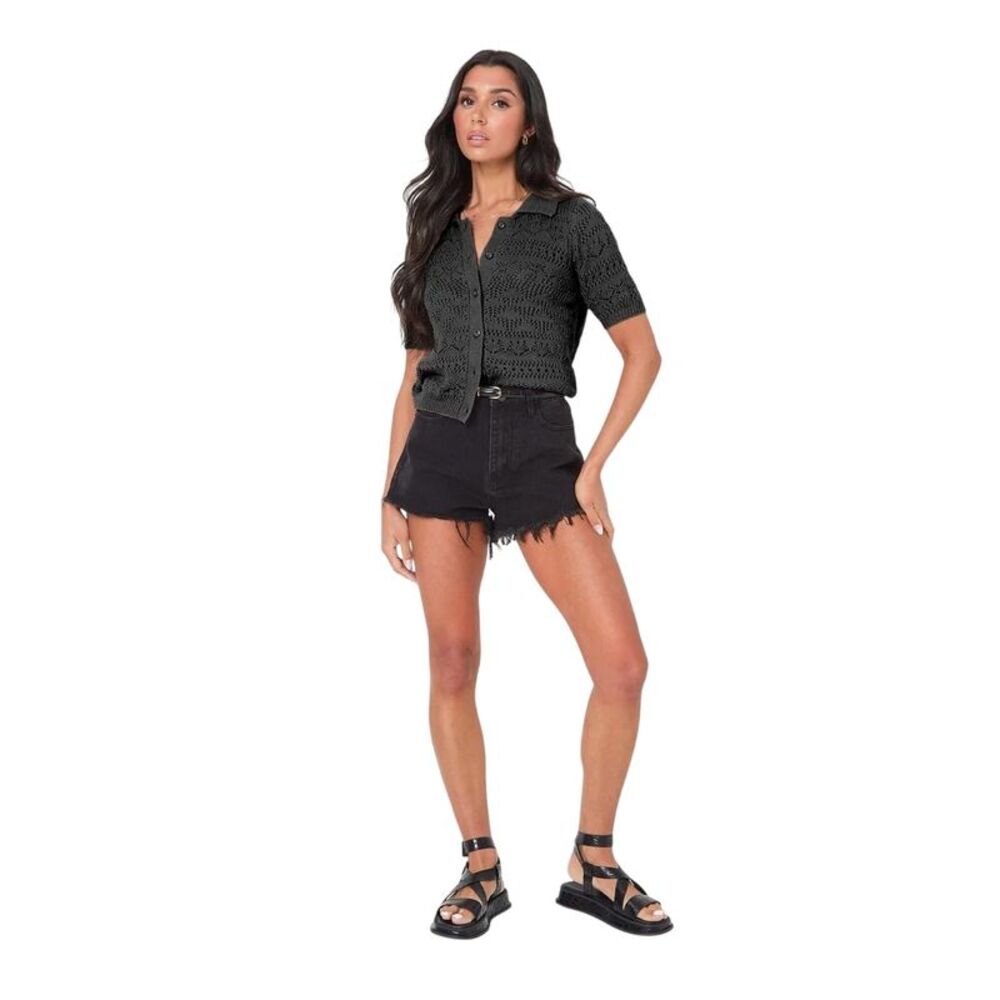 I Saw It First Womens/Ladies Crochet Top / Black